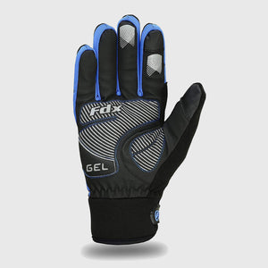 Fdx Black & Blue Full Finger Cycling Gloves for Winter Bike Reflective MTB Road Touch Screen &Thermal - Zesto