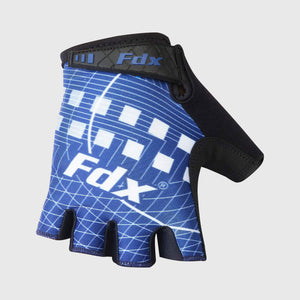 FDX Unisex Black & Blue short finger summer cycling gloves, padded shockproof unisex mitts, breathable quick dry anti-slip moisture wicking MTB road bicycle