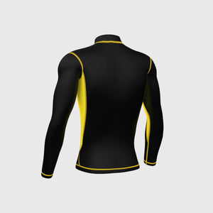Fdx Thermal Long Sleeve Compression Top for Mens Black & Yellow Running Gym Workout Wear Rash Guard Stretchable Breathable - Inorex