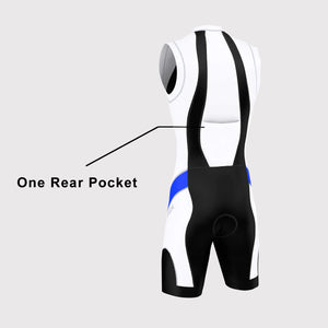 Fdx Mens Black & Blue Sleeveless Gel Padded Triathlon / Skin Suit for Summer Cycling Wear, Runnung & Swimming Half Zip - Zion