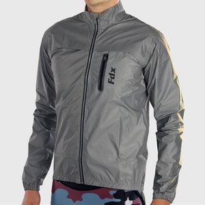 Fdx Mens Stowable Cycling Jacket 360 Reflective Silver for Winter Thermal Casual Softshell Clothing Lightweight, Windproof, Waterproof & Pockets