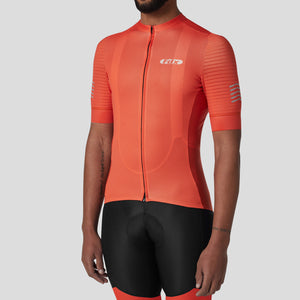 Fdx Mens Breathable Short Sleeve Cycling Jersey Orange for Summer Best Road Bike Wear Top Light Weight, Full Zipper, Pockets & Hi-viz Reflectors - Essential