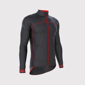 Fdx Full Zipper Cycling Jacket Black & Red for Mens Winter Thermal Casual Softshell Clothing Lightweight, Windproof, Waterproof & Pockets - Apollux