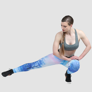 Fdx Blue Compression Tights Leggings Gym Workout Running Athletic Yoga Elastic Waistband Strechable Breathable Training Jogging Pants - X3