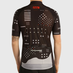 Fdx Mens Black Reflective Short Sleeve Cycling Jersey for Summer Best Road Bike Wear Top Light Weight, Full Zipper, Pockets & Hi-viz Reflectors - All Day