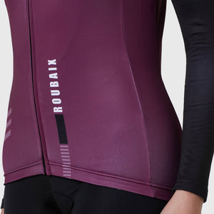 Fdx Womens Black & Purple Long Sleeve Cycling Jersey for Winter Roubaix Thermal Fleece Road Bike Wear Top Full Zipper, Pockets & Hi-viz Reflectors - Limited Edition