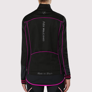 Fdx Women's Black & Purple Cycling Jacket for Winter Thermal Casual Softshell Clothing Lightweight, Windproof, Waterproof & Pockets - Propex