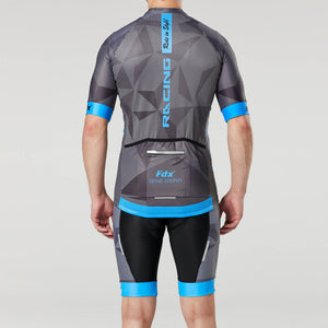 Fdx Mens Road Cycling Breathable short sleeve Jersey & Gel Padded Bib Shorts Best Summer Road Bike Wear Light Weight, Hi-viz Reflectors & Pockets - Splinter