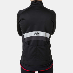 Fdx Waterproof Hi-Viz Reflective Cycling Jacket for Men's Black & Red Winter Thermal Casual Softshell Clothing Lightweight, Windproof, Waterproof & Pockets - Arch