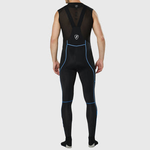 Fdx Mens Hi-iz Reflective Gel Padded Cycling Bib Tights Black & Blue For Winter Roubaix Thermal Fleece Reflective Warm Leggings - Azure Bike Pants
