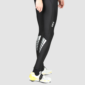 Fdx Breathable Mens Gel Padded Cycling Tights Black For Winter Roubaix Thermal Fleece Reflective Warm Stretchable Leggings - Heatchaser Bike Long Pants