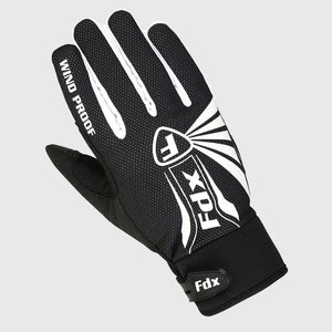 Fdx Black & White Full Finger Cycling Gloves for Winter Bike Reflective MTB Road Touch Screen &Thermal - Zesto
