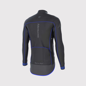 Fdx High Collor Cycling Jacket for Men's Blue Winter Thermal Casual Softshell Clothing Lightweight, Windproof, Waterproof & Pockets - Apollux