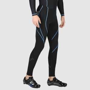 Fdx Mens Lightweight Gel Padded Cycling Tights Black & Blue For Winter Roubaix Thermal Fleece Reflective Warm Leggings - Divine Bike Long Pants