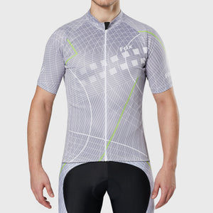 Fdx Mens Grey Half Sleeve Cycling Jersey for Summer Best Road Bike Wear Top Light Weight, Full Zipper, Pockets & Hi-viz Reflectors - Classic II