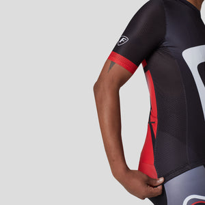 Fdx Short Sleeve Cycling Jersey for Mens Red Summer Best Road Bike Wear Top Light Weight, Full Zipper, Pockets & Hi-viz Reflectors - Signature
