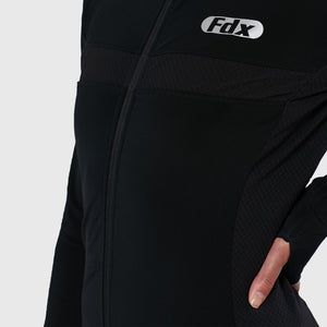 FDX Women’s Black full sleeves cycling jersey Windproof Thermal fleece Roubaix Winter Cycle Tops, lightweight long sleeves Warm lined shirt for biking