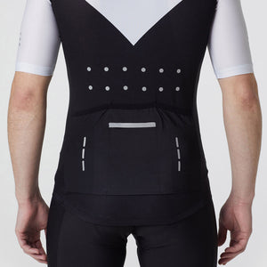 Fdx Pockets Mens Blue & Black Short Sleeve Cycling Jersey for Summer Best Road Bike Wear Top Light Weight, Full Zipper, Pockets & Hi-viz Reflectors - Velos