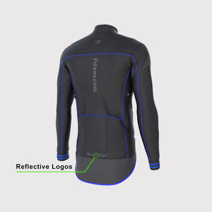 Fdx Waterproof Hi-Viz Reflective Cycling Jacket for Men's Black & Blue Winter Thermal Casual Softshell Clothing Lightweight, Windproof, Waterproof & Pockets - Apollux