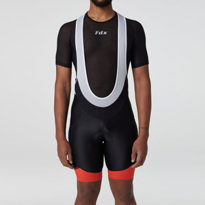 Fdx Mens Black & Orange Gel Padded Cycling Bib Shorts For Summer Best Outdoor Road Bike Short Length Bib - Essential