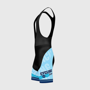 Fdx Mens Blue Short Sleeve Cycling Jersey & Gel Padded Bib Shorts Best Summer Road Bike Wear Light Weight, Hi-viz Reflectors & Pockets - Core