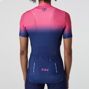 FDX Women’s short sleeves Pink & Blue cycling jersey quick dry breathable top, skin friendly lightweight half sleeves summer biking shirt for sports outdoor 