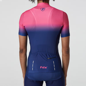 FDX Women’s short sleeves Pink & Blue cycling jersey quick dry breathable top, skin friendly lightweight half sleeves summer biking shirt for sports outdoor