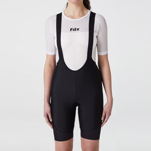 Fdx Black Women's 3D cushion Padding Bib Shorts Best Summer Road Bike Wear Light Weight, Hi viz Reflectors & Pockets - Duo