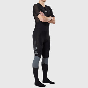Fdx Mens Storage Pockets Gel Padded Cycling Bib Tights Black & Grey For Winter Roubaix Thermal Fleece Reflective Warm Leggings - Thermodream Bike Pants