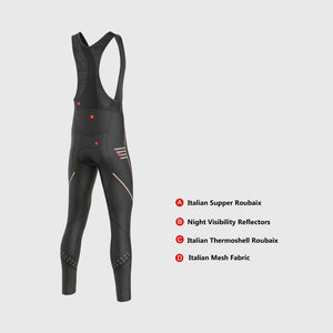 Fdx Womens Black & Pink Gel Padded Mesh Cycling Bib Tights For Winter Roubaix Thermal Fleece Reflective Design Warm Leggings - Divine Bike Pants