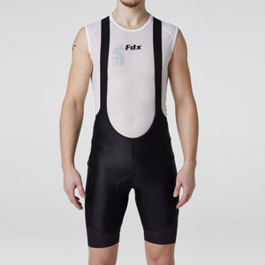 Fdx Mens Black & Grey Short Sleeve Cycling Jersey & Gel Padded Bib Shorts Best Summer Road Bike Wear Light Weight, Hi-viz Reflectors & Pockets - Duo