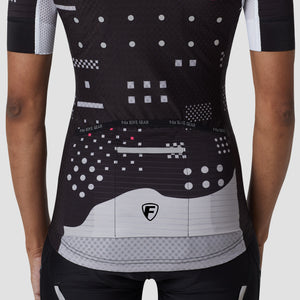 Fdx Womens Black Short Sleeve Cycling Jersey for Summer Best Road Bike Wear Top Light Weight, Full Zipper, Pockets & Hi-viz Reflectors - All Day