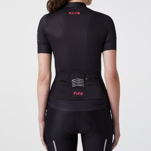 FDX Black Women Half Sleeve Hot Season Cycling Jersey Quick Dry & Breathable Skin friendly Lightweight Summer Shirt Reflective Strips Secure Pockets Sport & Outdoor - Essential