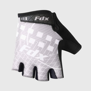 FDX Unisex Black & Grey short finger summer cycling gloves, padded shockproof unisex mitts, breathable quick dry anti-slip moisture wicking MTB road bicycle