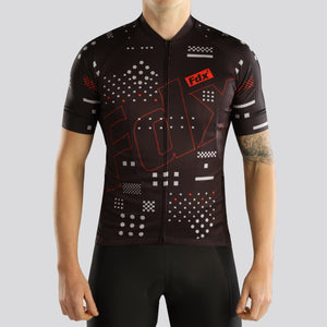 Fdx Short Sleeve Cycling Jersey for Mens Black Summer Best Road Bike Wear Top Light Weight, Full Zipper, Pockets & Hi-viz Reflectors - All Day