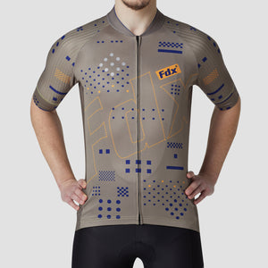 Fdx Mens Green Half Sleeve Cycling Jersey for Summer Best Road Bike Wear Top Light Weight, Full Zipper, Pockets & Hi-viz Reflectors - All Day