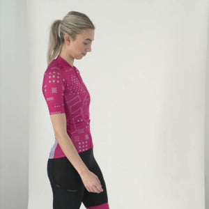 Fdx Women's & Girl's Set All Day Pink Short Sleeve Cycling Jersey & Cargo Bib Shorts