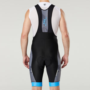 Fdx Mens Blue Short Sleeve Cycling Jersey & Gel Padded Bib Shorts Best Summer Road Bike Wear Light Weight, Hi-viz Reflectors & Pockets - Splinter