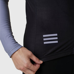 Fdx Men's Black & Grey Long Sleeve Cycling Jersey & Gel Padded Bib Tights Pants for Winter Roubaix Thermal Fleece Road Bike Wear Windproof, Hi-viz Reflectors & Pockets - Limited Edition