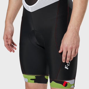 Fdx Mens Black & Green Gel Padded Cycling Bib Shorts For Summer Best Outdoor Road Bike Short Length Bib - Camouflage
