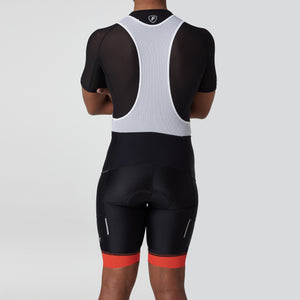 Fdx Mens Black & Orange Gel Padded Cycling Bib Shorts For Summer Best Outdoor Road Bike Short Length Bib back Mush Pannel - Essential