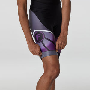 Fdx Women's Gel Padded Black & Purple Bib Shorts Best Summer Road Bike Wear Lightweight, Reflectors Details & Secure Pockets - Signature