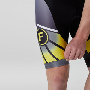 Fdx Mens Black & Yellow Short Sleeve Cycling Jersey & Gel Padded Bib Shorts Best Summer Road Bike Wear Light Weight, Hi-viz Reflectors & Pockets - Signature