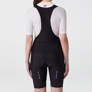 Fdx Womens Black Short Sleeve Cycling Jersey & Gel Padded Bib Shorts Best Summer Road Bike Wear Light Weight, Hi viz Reflectors & Pockets - Duo