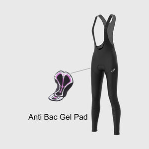Fdx Women's Black Gel Padded Bib Tights Pants for Winter Roubaix Thermal Fleece Road Bike Wear Windproof, Hi viz Reflectors - Arch