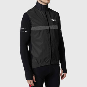 Fdx Men's 360° Reflective Black Cycling Gilet Sleeveless Vest for Winter Clothing 360° Hi-Viz, Lightweight, Windproof, Waterproof & Pockets