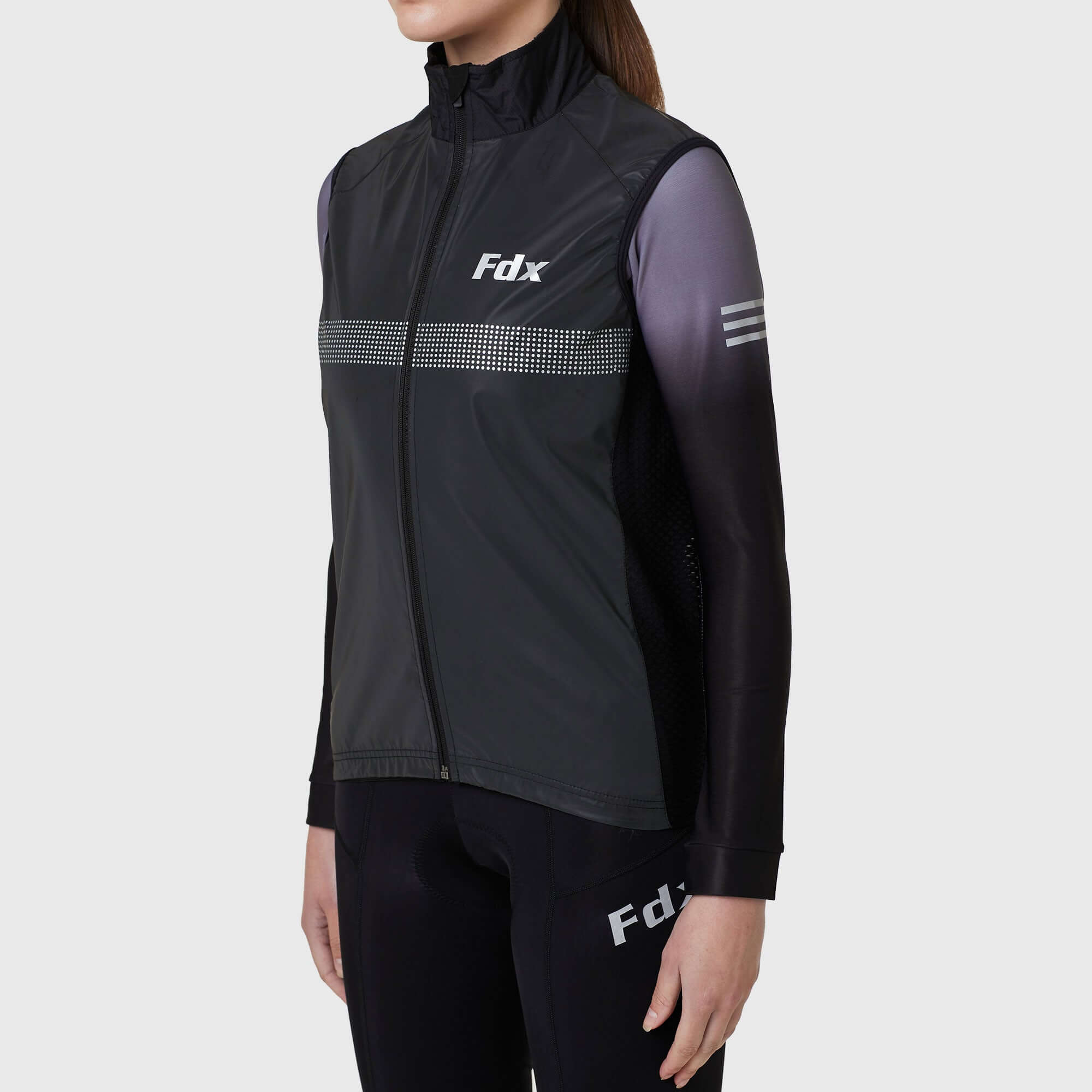 Women’s Best Black hi viz cycling gilet windproof breathable quick dry MTB rain vest, lightweight packable 360 reflective rain top for riding