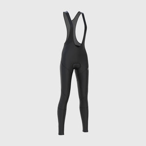 Fdx Womens All Black Gel Padded Cycling Bib Tights For Winter Roubaix Thermal Fleece Reflective Warm Leggings - Arch Bike Pants