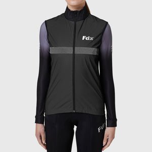 Fdx Women's Black Cycling Gilet Sleeveless Vest for Winter Clothing 360° Reflective, Lightweight, Windproof, Waterproof & Pockets air vents