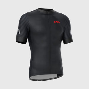 Fdx Mens Black Short Sleeve Cycling Jersey for Summer Best Road Bike Wear Top Light Weight, Full Zipper, Pockets & Hi-viz Reflectors - Essential
